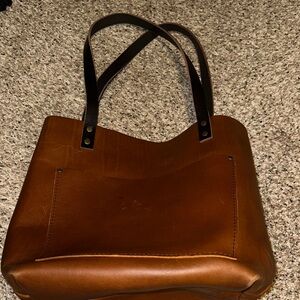 Portland Leather Two-Tone Brown Leather Tote